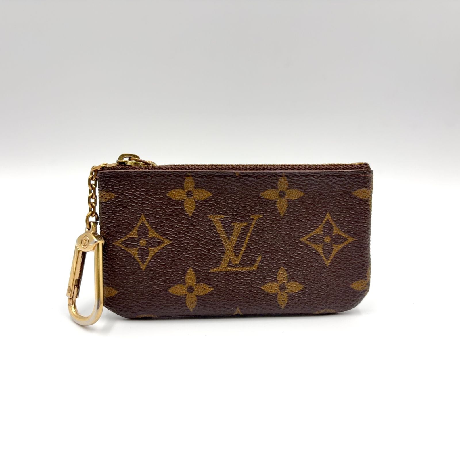 Louis Vuitton Pochette Cles Monogram Leather Brown Coin Case Gold — view 5