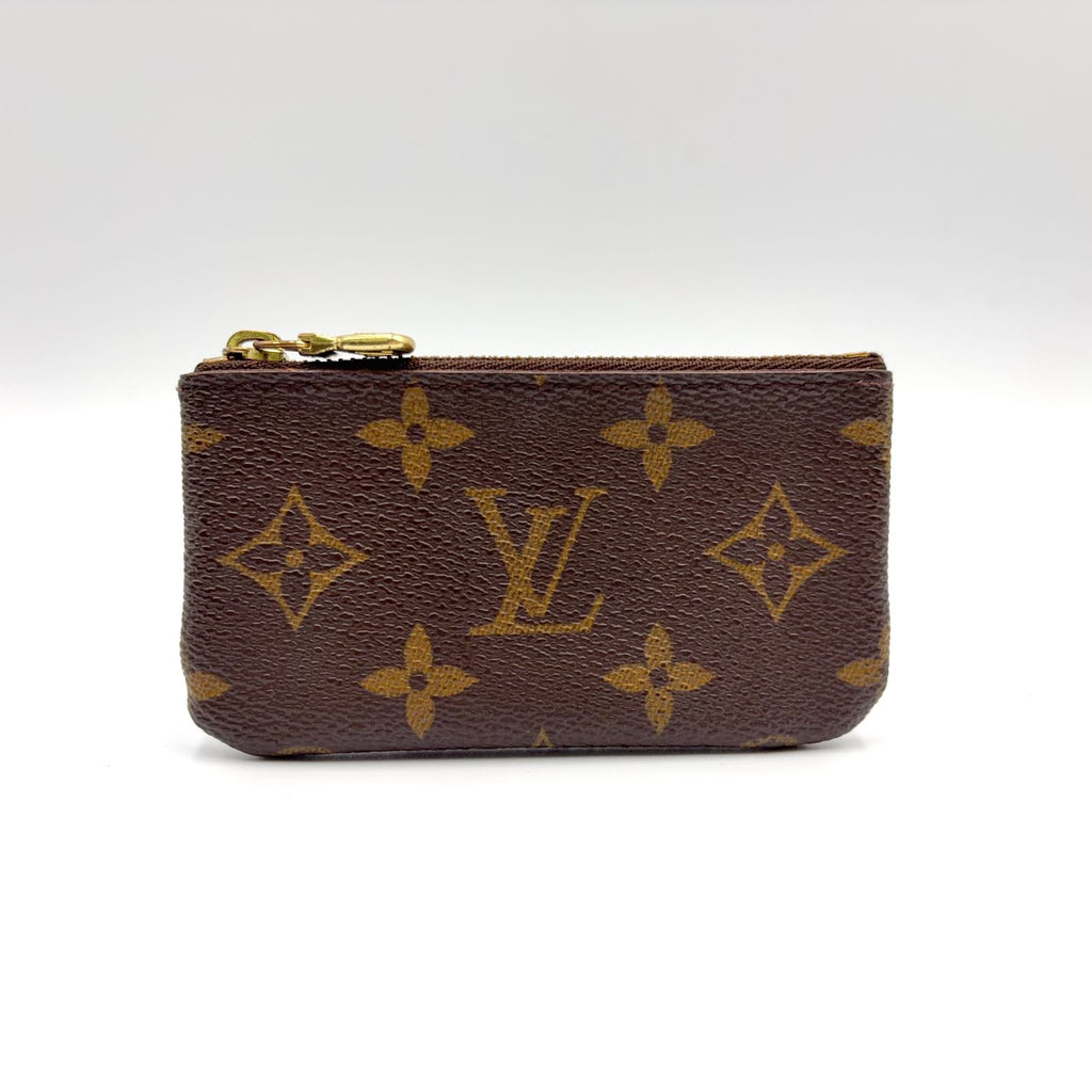 Louis Vuitton Pochette Cles Monogram Leather Brown Coin Case Gold