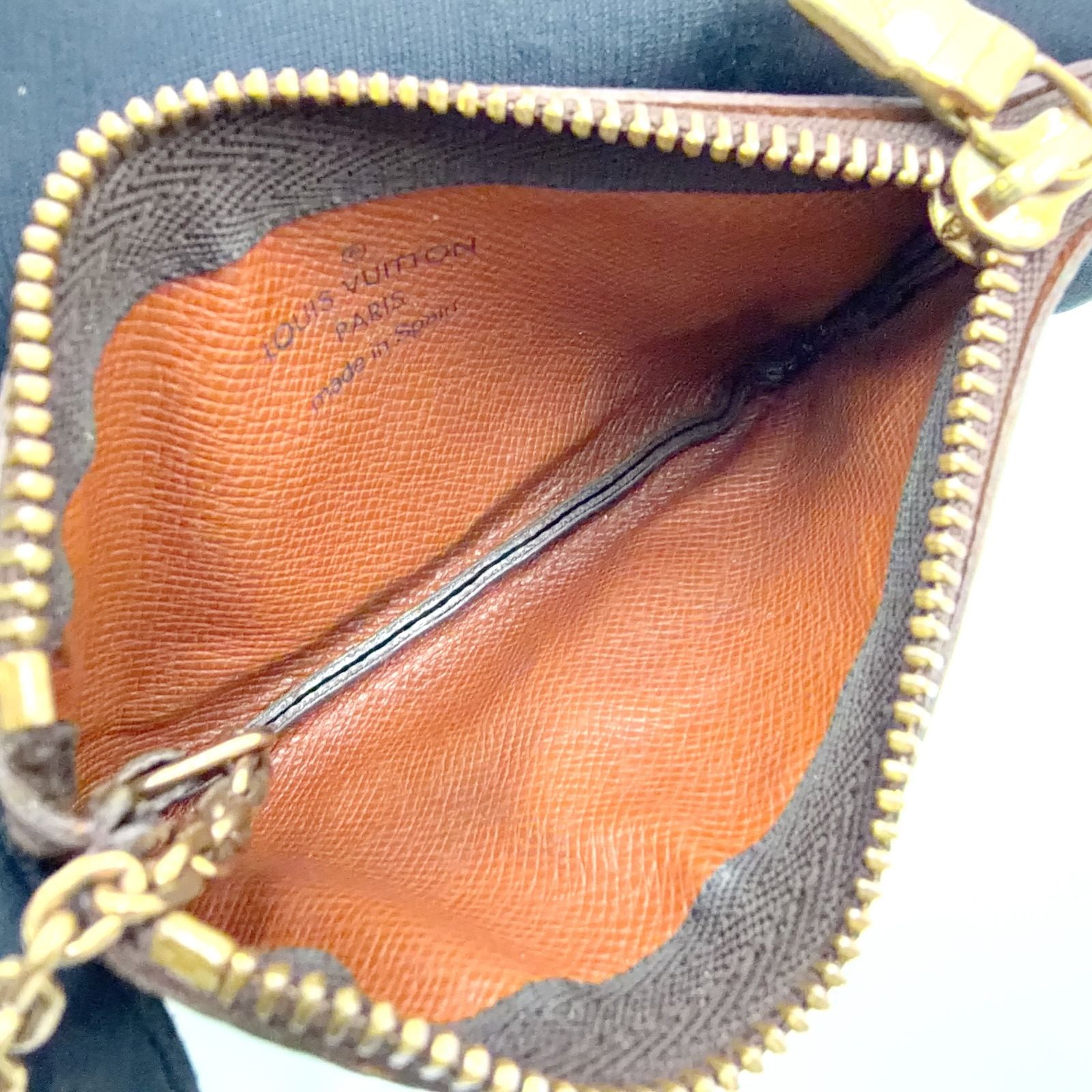 Louis Vuitton Pochette Cles Monogram Leather Brown Coin Case Gold — view 3