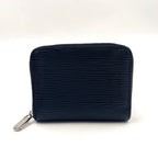 Louis Vuitton Zippy Coin Purse Epi Noir Leather Black Case Silver