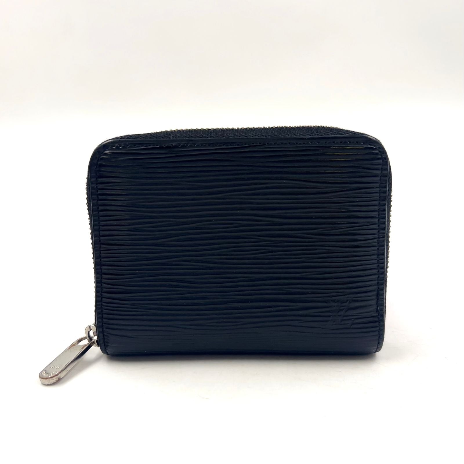 Louis Vuitton Zippy Coin Purse Epi Noir Leather Black Case Silver