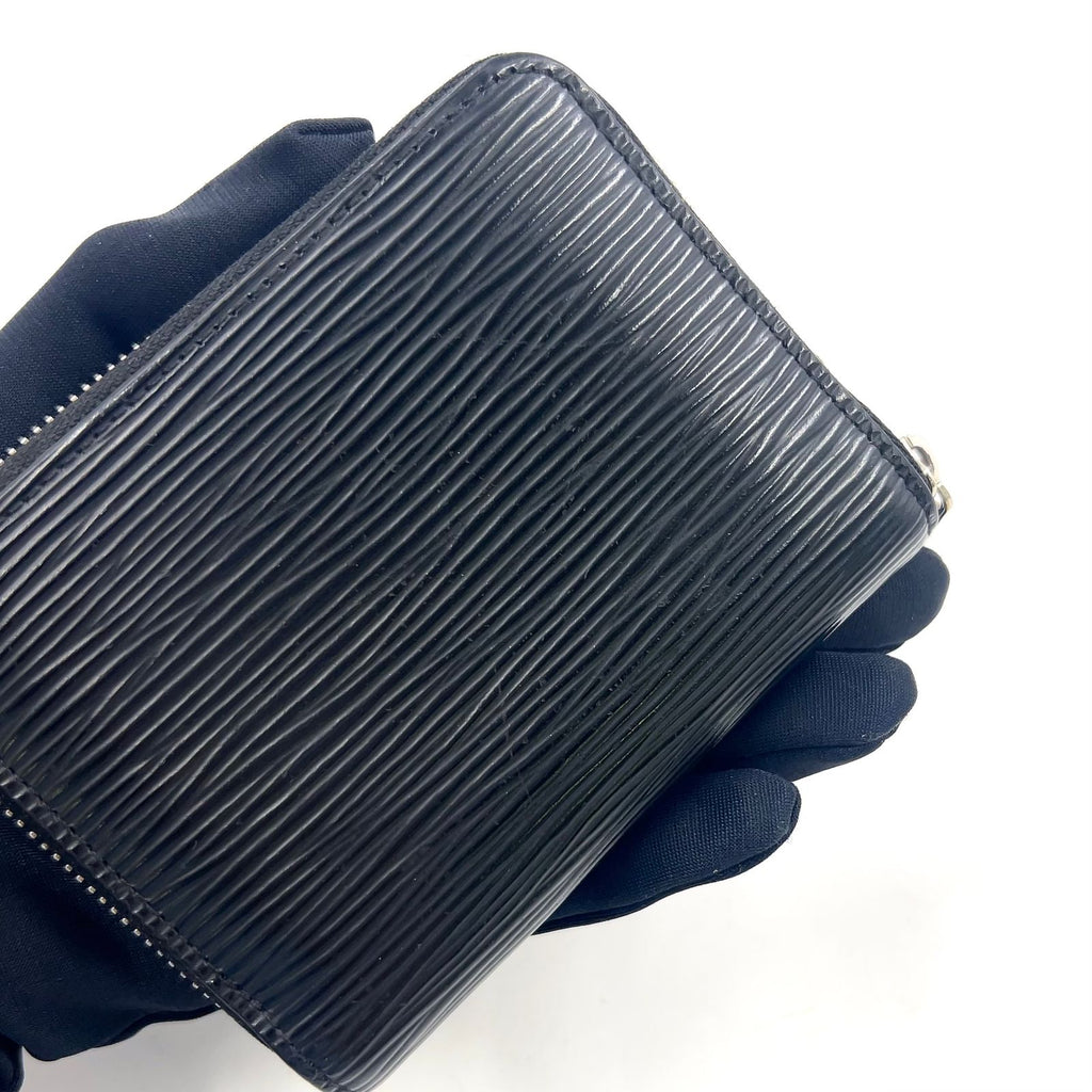 Louis Vuitton Zippy Coin Purse Epi Noir Leather Black Case Silver — view 7
