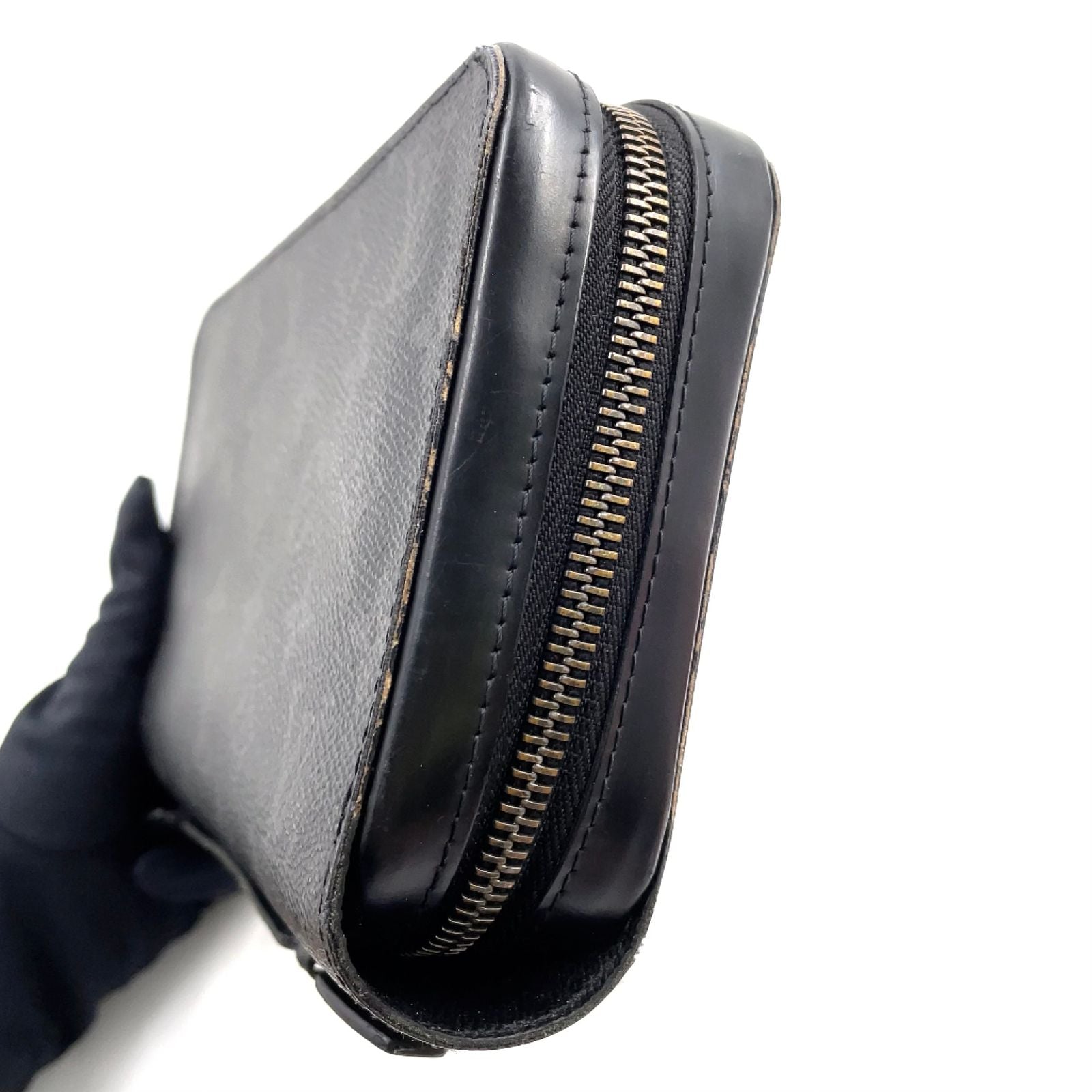 Louis Vuitton Zippy XL Monogram Eclipse Leather Black Round Wallet Gold — view 8