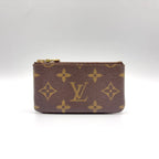 Louis Vuitton Pochette Cles Monogram Leather Brown Coin Case Gold