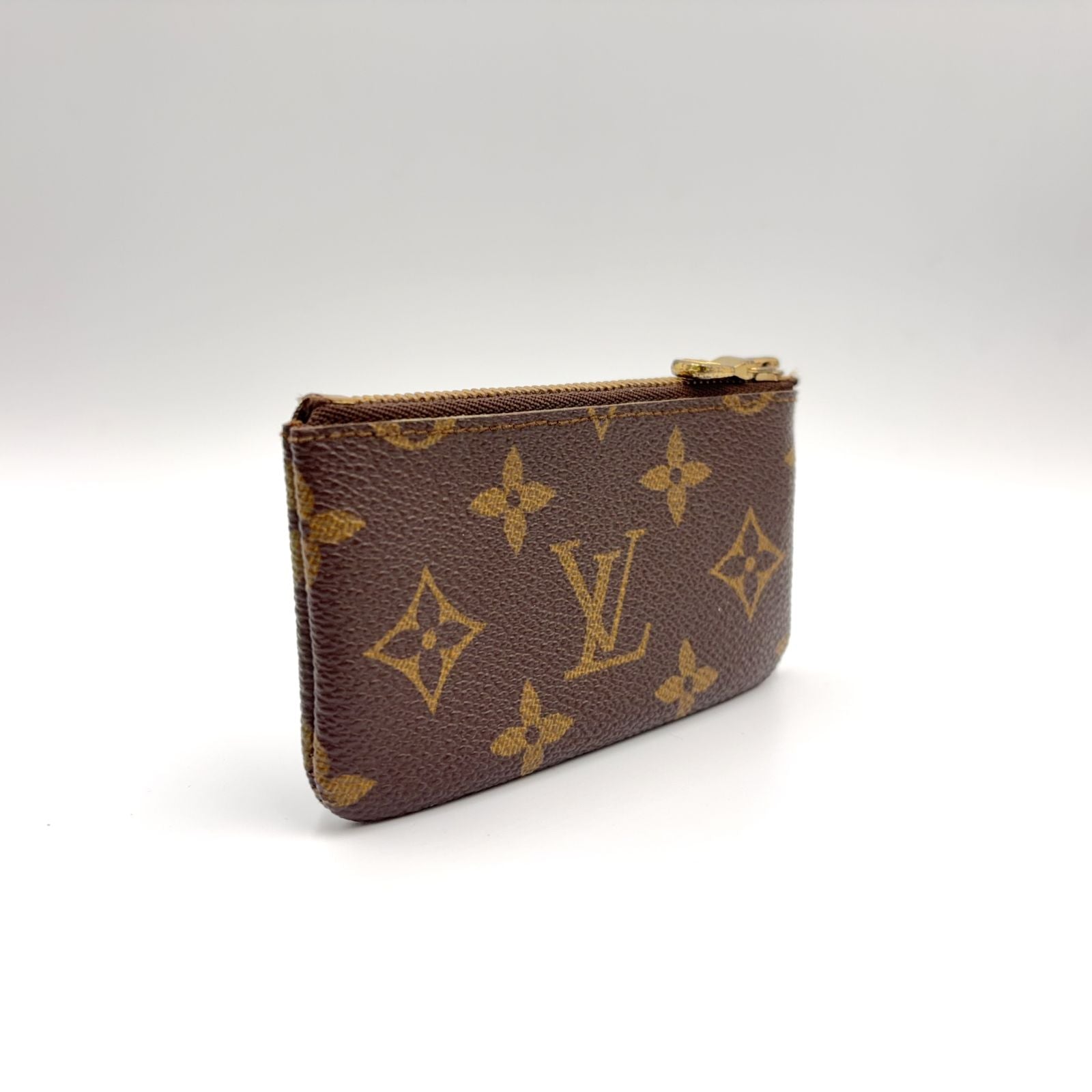 Louis Vuitton Pochette Cles Monogram Leather Brown Coin Case Gold — view 2