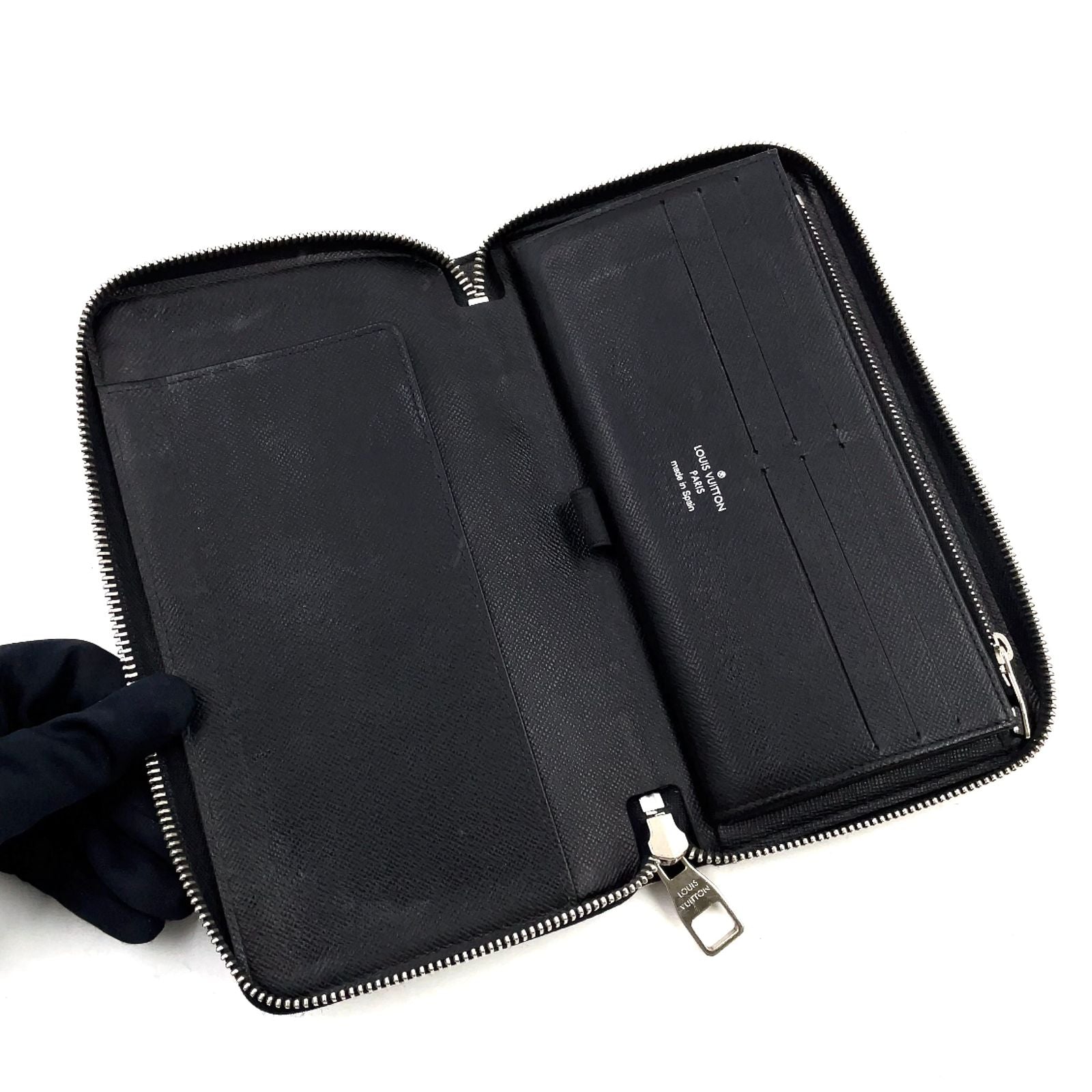 Louis Vuitton Zippy Organizer Damier Graphite Leather Black Zip Around Wallet — view 3