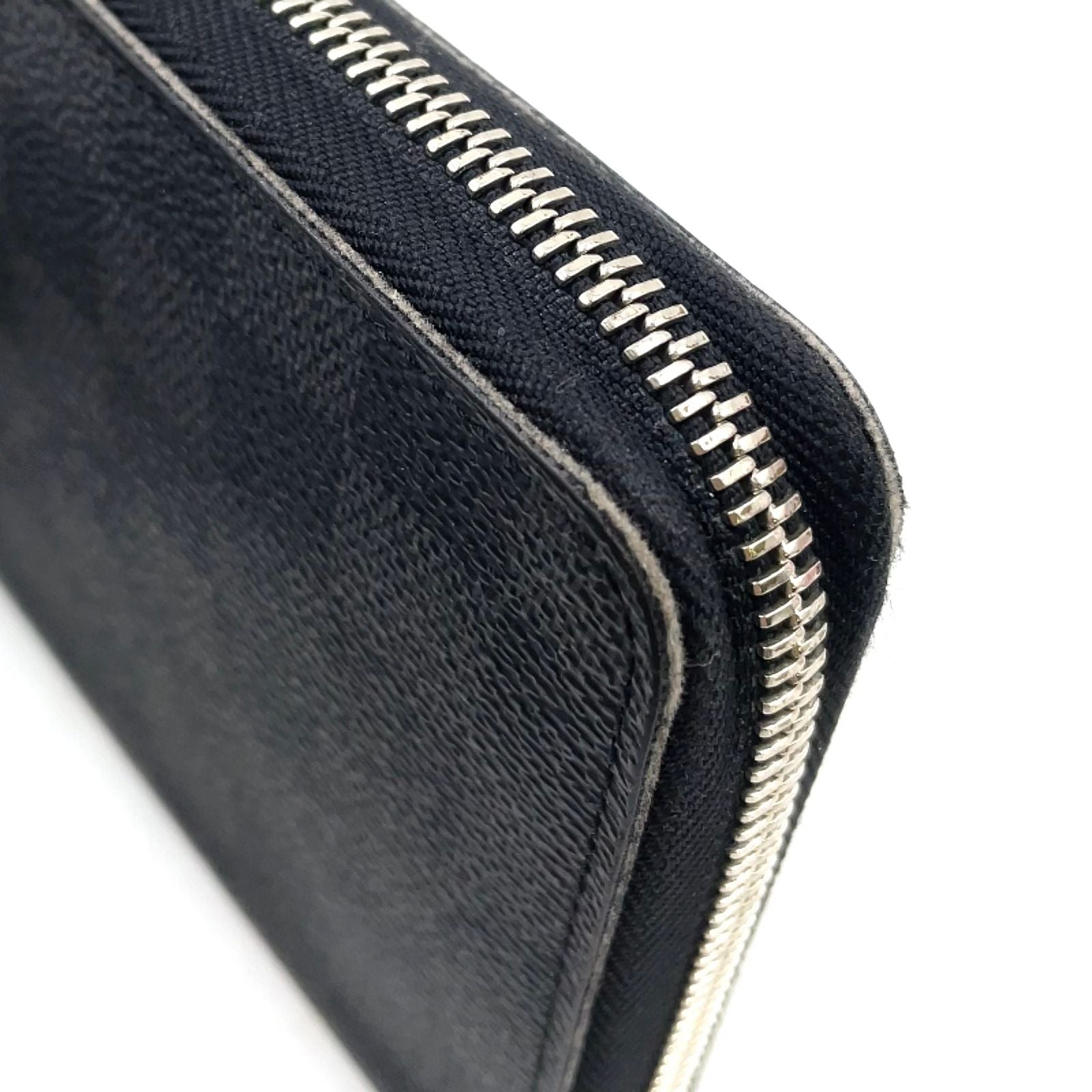 Louis Vuitton Zippy Organizer Damier Graphite Leather Black Zip Around Wallet — view 6