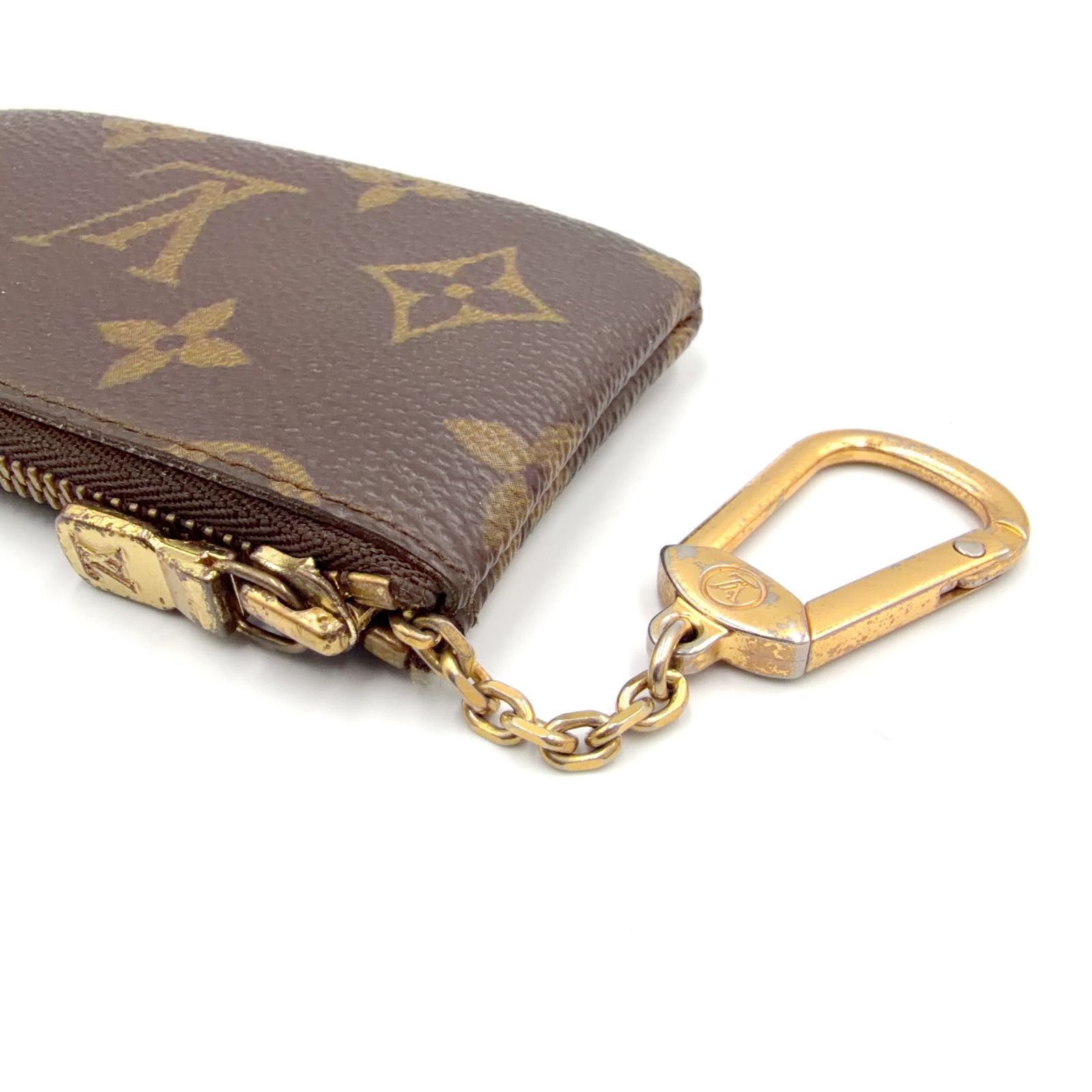 Louis Vuitton Pochette Cles Monogram Leather Brown Coin Case Gold — view 6