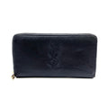 Saint Laurent YSL Logo Bel de Jour Zip Around Leather Black Wallet Gold