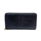 Saint Laurent YSL Logo Bel de Jour Zip Around Leather Black Wallet Gold