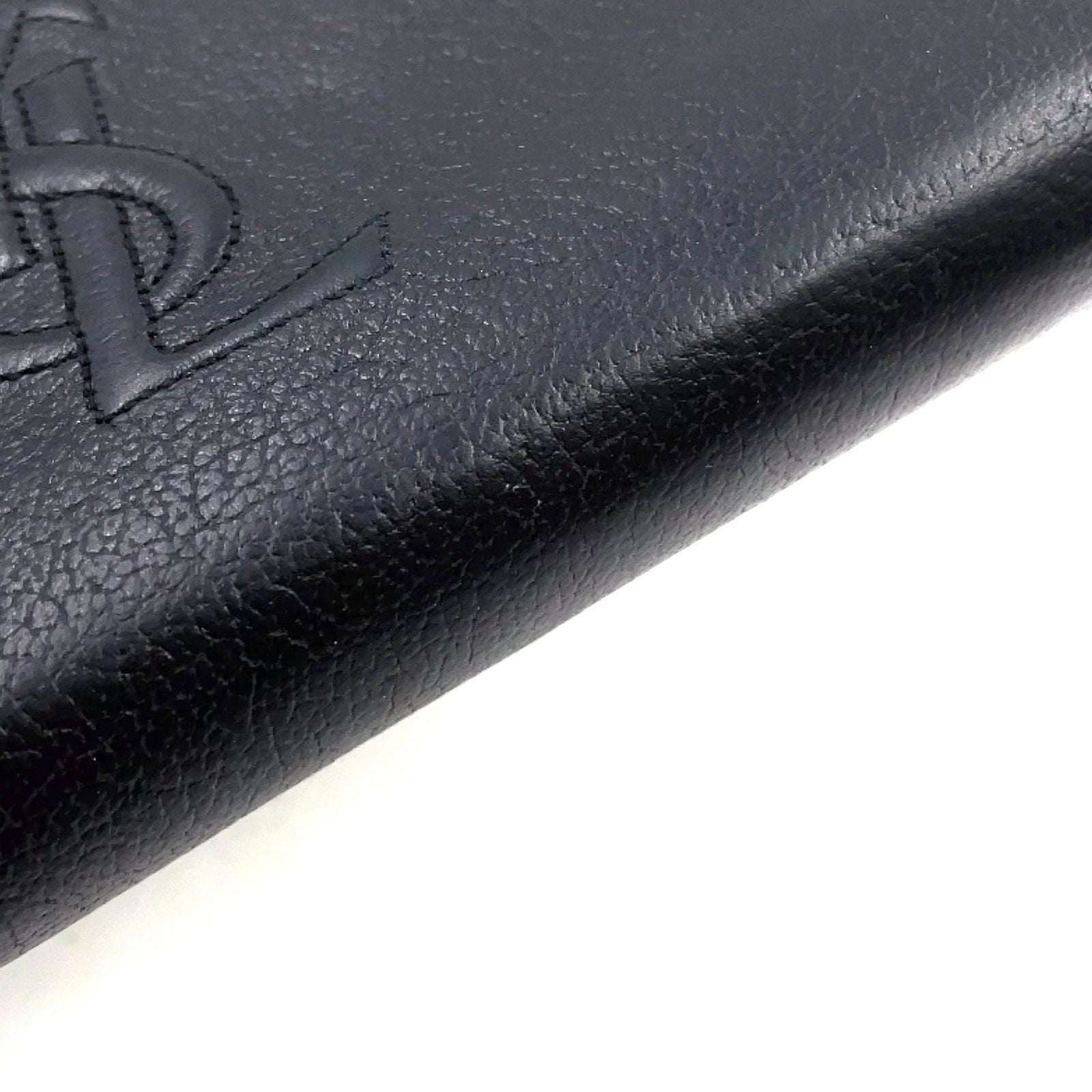 Saint Laurent YSL Logo Bel de Jour Zip Around Leather Black Wallet Gold — view 5