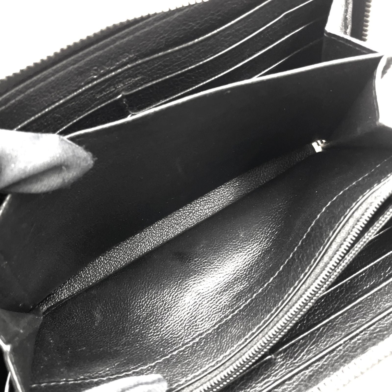 Saint Laurent YSL Logo Bel de Jour Zip Around Leather Black Wallet Gold — view 3
