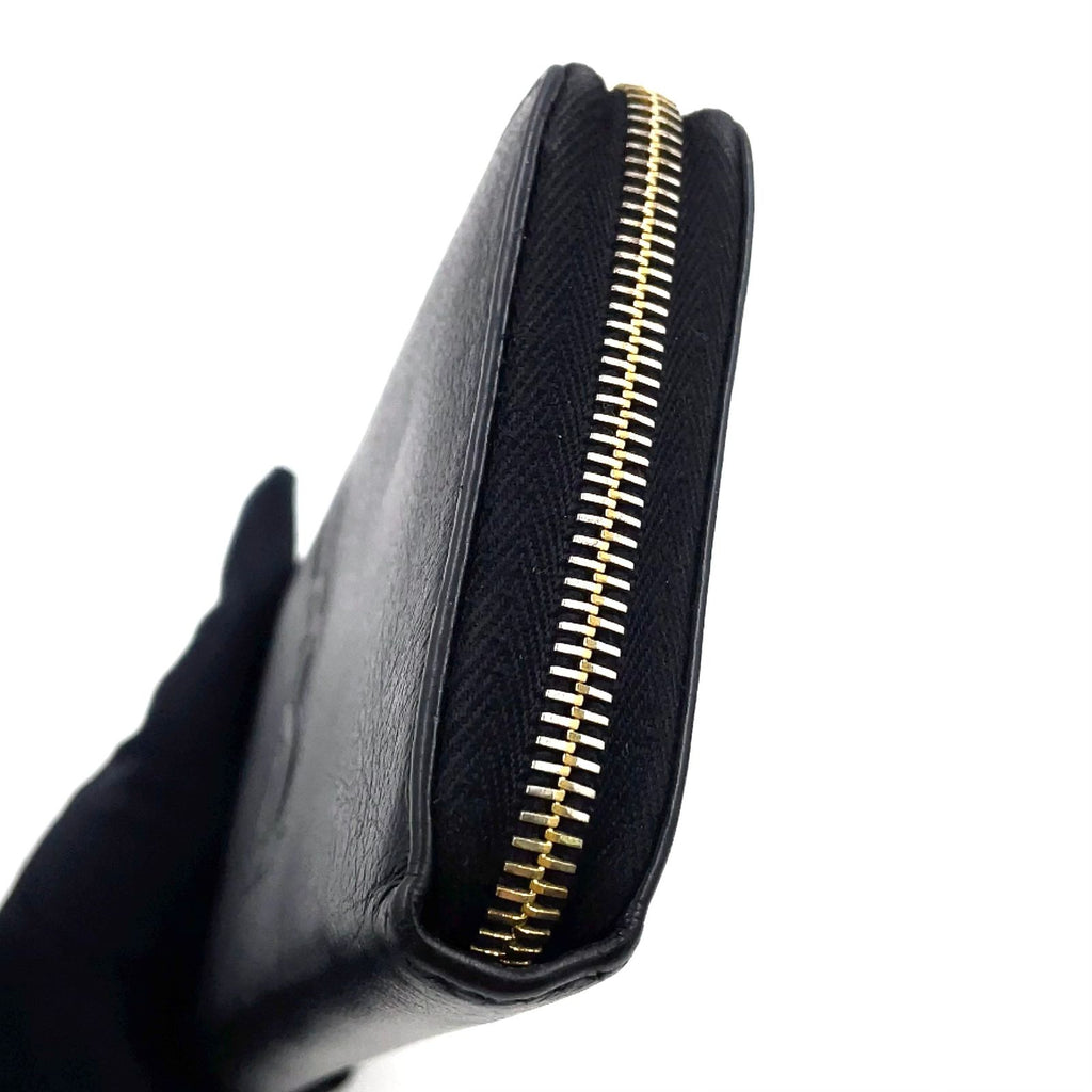 Saint Laurent YSL Logo Bel de Jour Zip Around Leather Black Wallet Gold — view 8