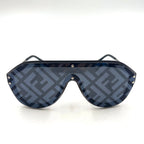 Fendi FF Logo Fabulous Acetate Metal Dark Gray Black Sunglasses Silver FF