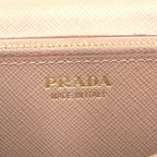 Prada Saffiano Metal Bifold Leather Pink Beige Wallet Gold — view 4