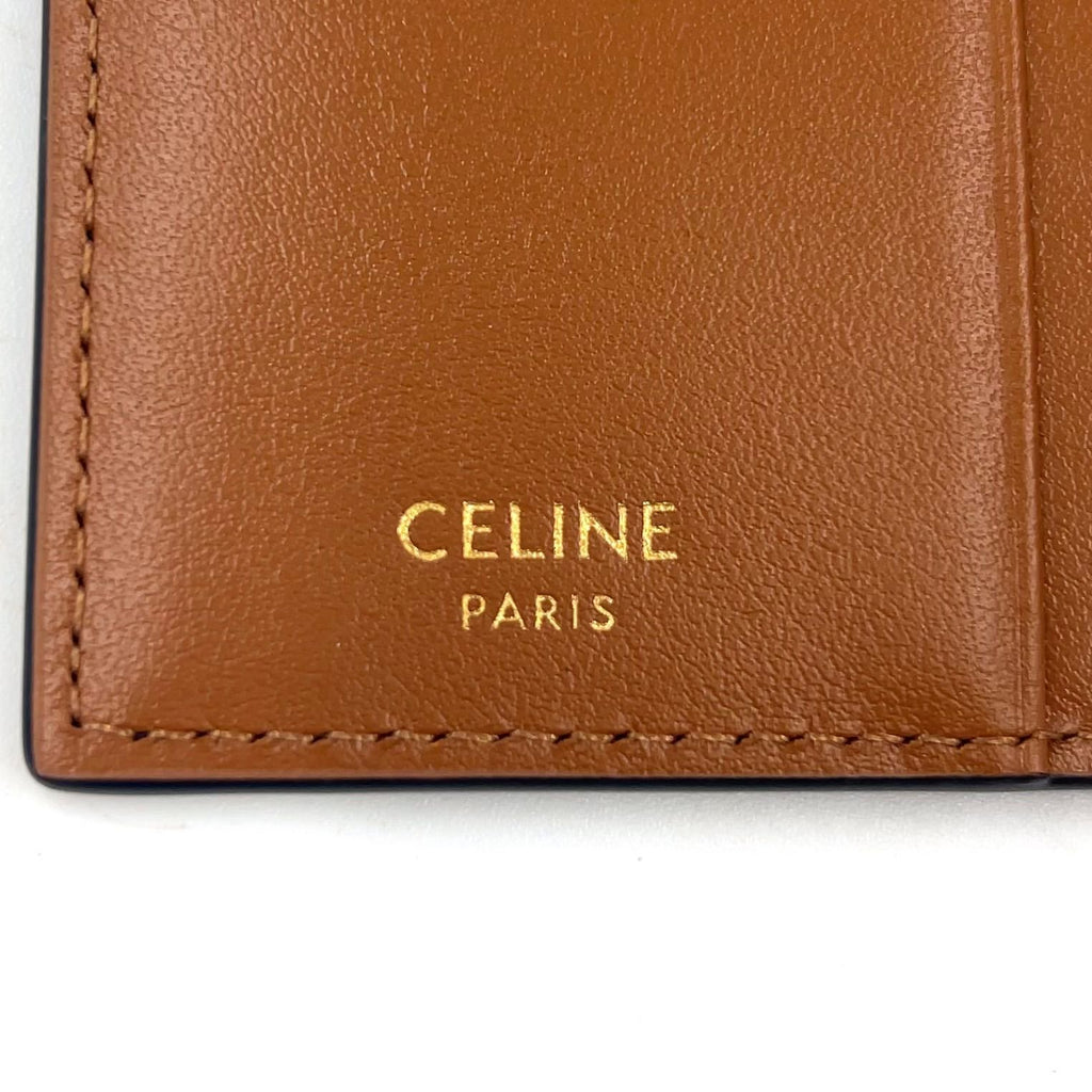 Celine Bifold Triomphe Leather Brown Light Card Case Gold — view 4