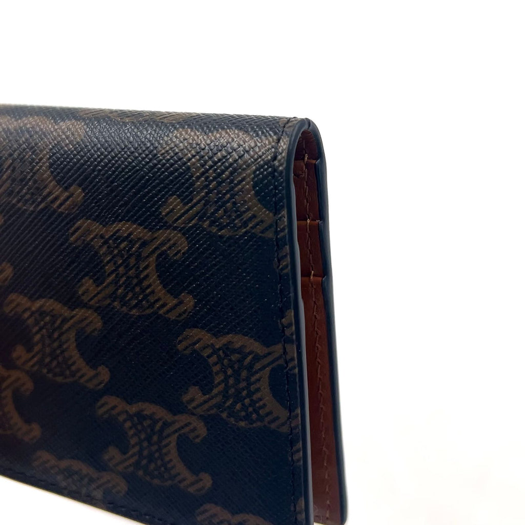 Celine Bifold Triomphe Leather Brown Light Card Case Gold — view 7