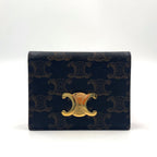 Celine Bifold Triomphe Leather Brown Light Card Case Gold