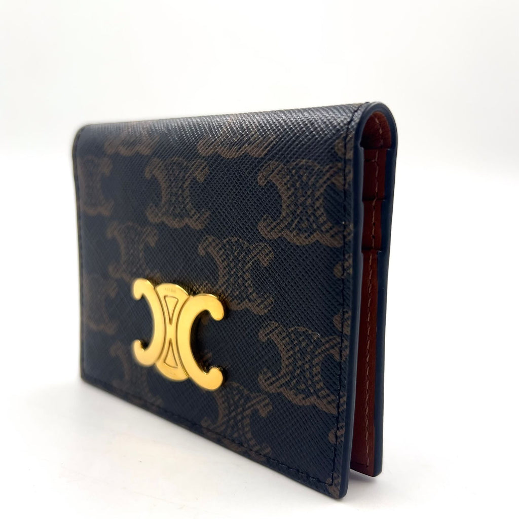 Celine Bifold Triomphe Leather Brown Light Card Case Gold — view 5