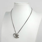 Chanel CC Logo Necklace Heart Silver Plated — view 5