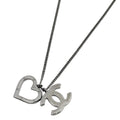 Chanel CC Logo Necklace Heart Silver Plated