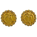 Chanel Coco Earrings Round Rhinestone Gold
