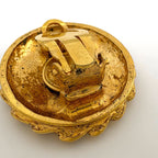 Chanel Coco Earrings Round Rhinestone Gold — view 4