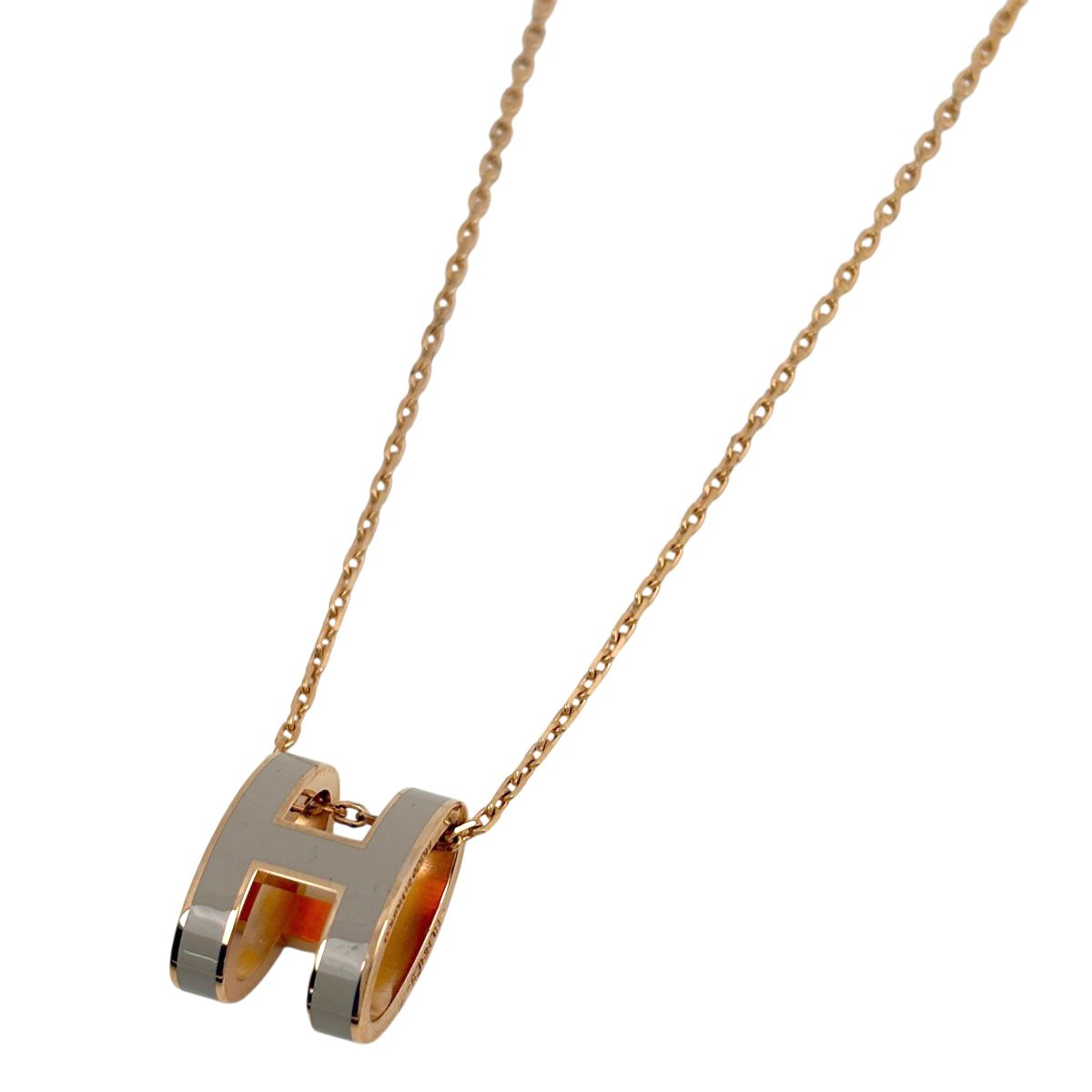 Hermes Pop Necklace Logo Gold Plated