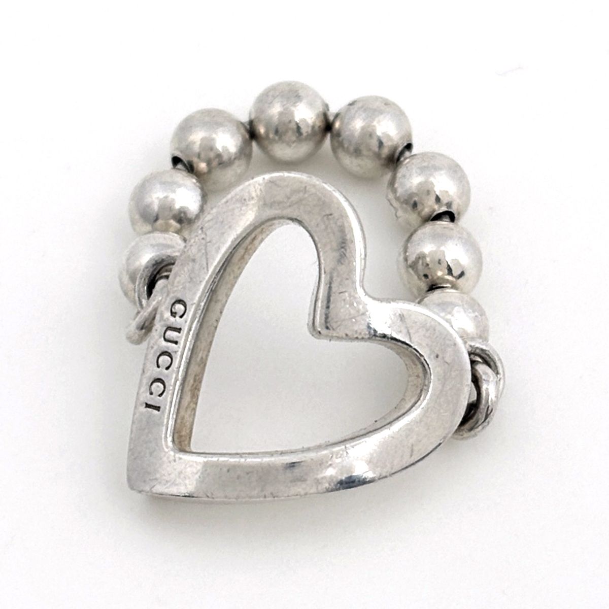 Gucci Heart Ball Chain Ring 925 Sterling Silver — view 2