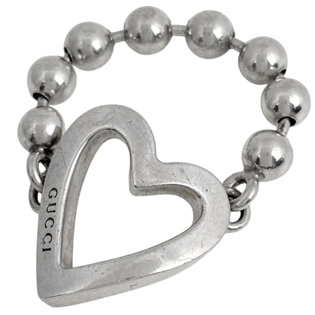 Gucci Heart Ball Chain Ring 925 Sterling Silver