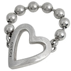 Gucci Heart Ball Chain Ring 925 Sterling Silver