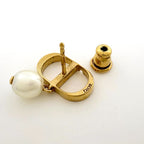 Dior Logo Faux Pearl Earrings CD Swing Gold Plated — view 3
