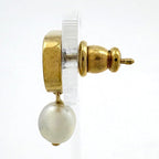 Dior Logo Faux Pearl Earrings CD Swing Gold Plated — view 2