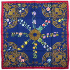 Hermes Carre 90 Arabesque Scarf Silk Blue Red Multicolor