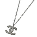 Chanel CC Logo Necklace Silver Plated