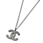 Chanel CC Logo Necklace Silver Plated
