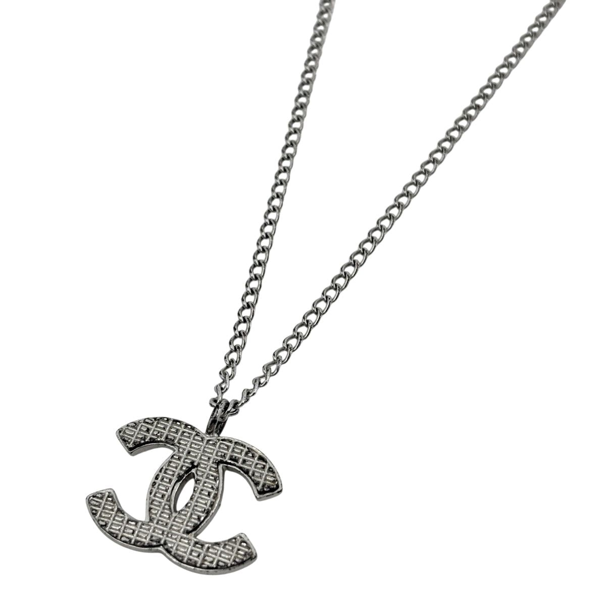 Chanel CC Logo Necklace Silver Plated