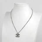 Chanel CC Logo Necklace Silver Plated — view 5