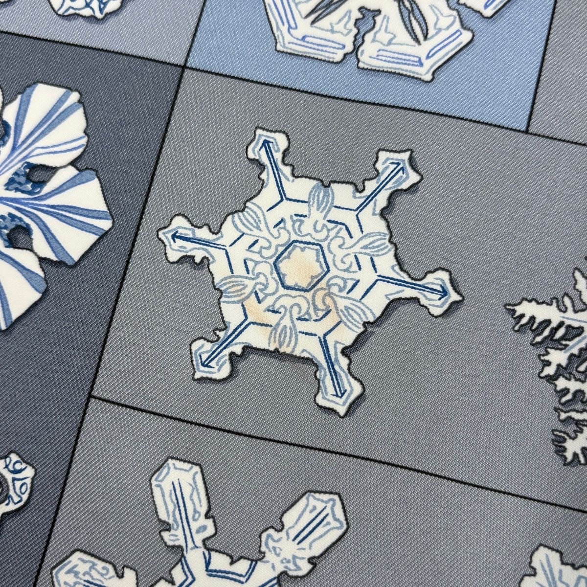 Hermes Carre 90 Feux de L'hiver Winter Fire Scarf Silk Gray Blue — view 5