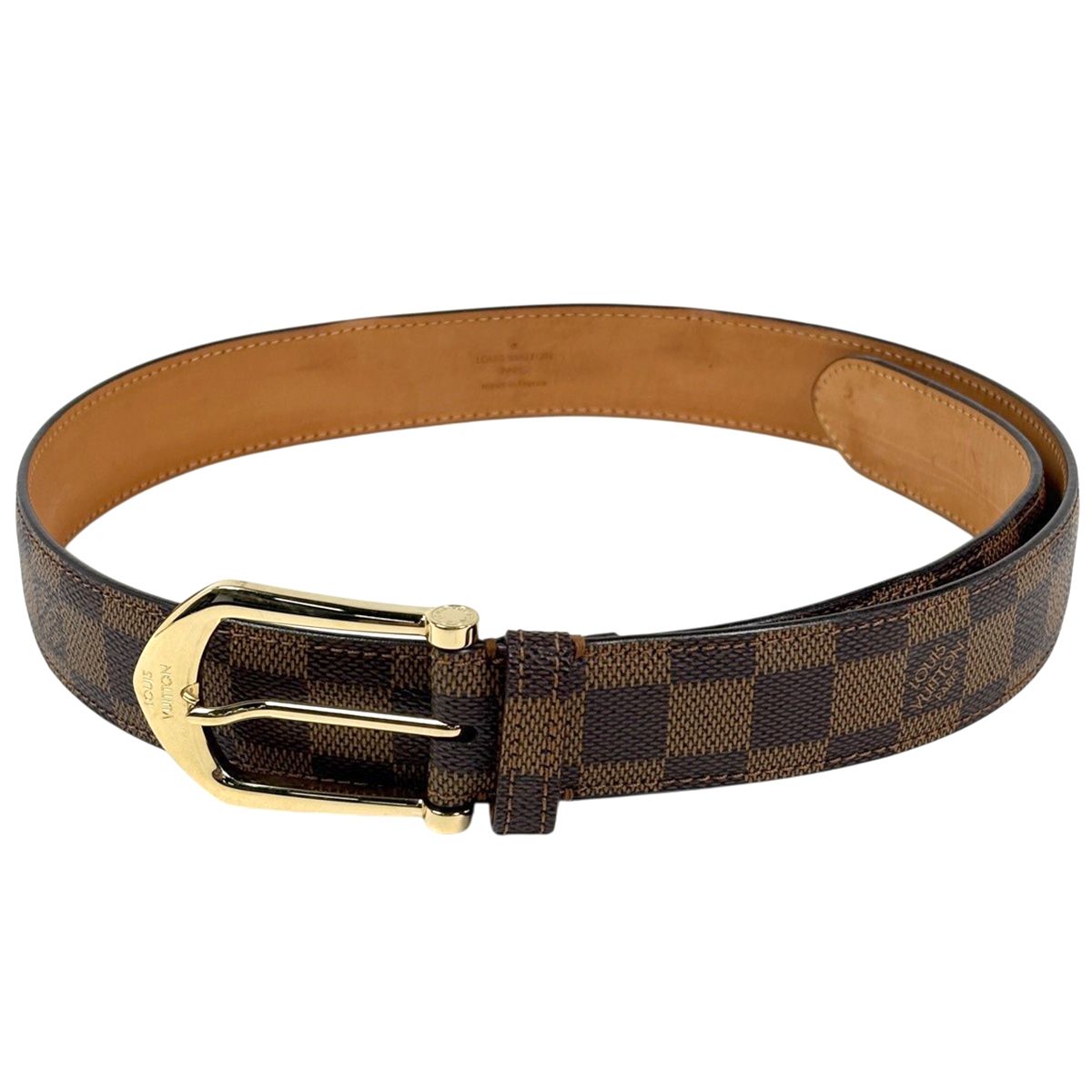 Louis Vuitton Ceinture Riveted Logo Belt Damier Brown