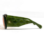 Chanel CC Logo Sunglasses Eyewear Acetate Brown Green — view 2