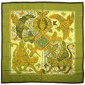 Hermes Carre 90 Legende Kuna Legend of the People of Panama Scarf Silk Green