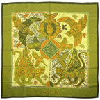 Hermes Carre 90 Legende Kuna Legend of the People of Panama Scarf Silk Green
