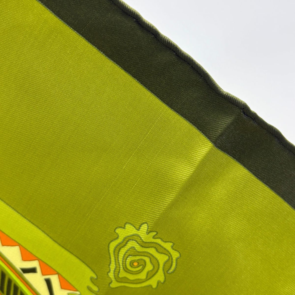Hermes Carre 90 Legende Kuna Legend of the People of Panama Scarf Silk Green — view 3
