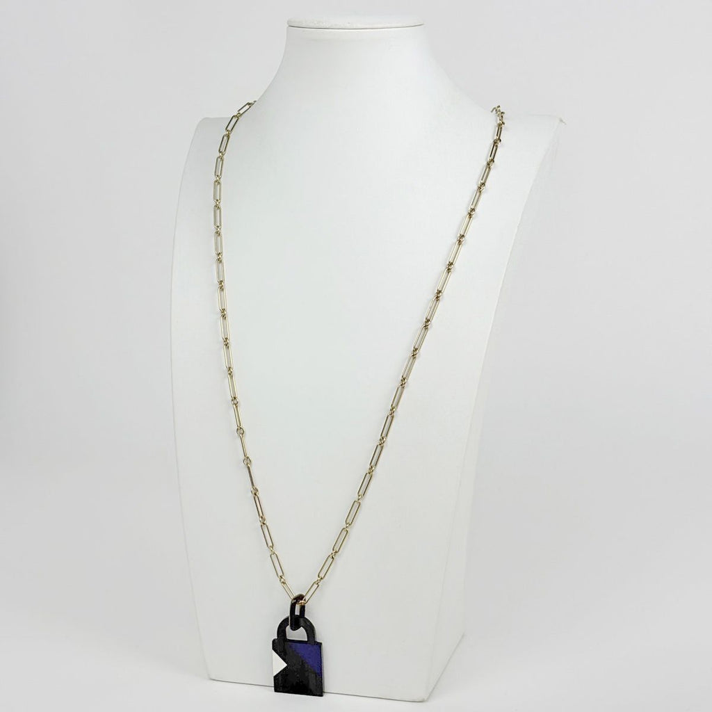 Hermes Amulet Cadena GM Long Necklace Buffalo Horn Gold Black — view 5