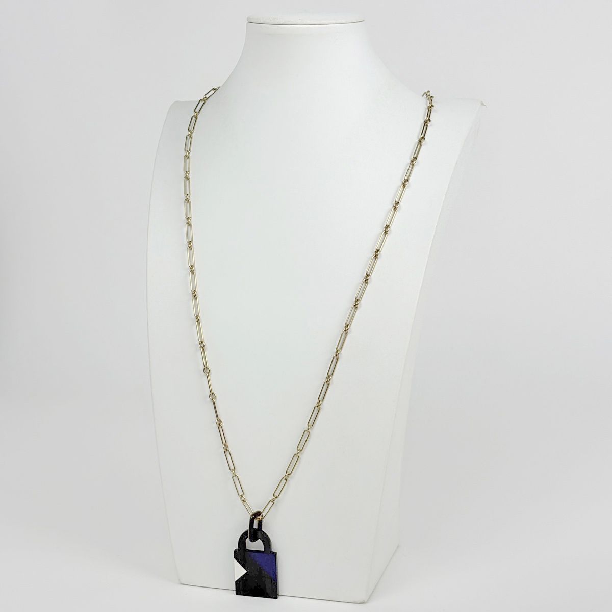 Hermes Amulet Cadena GM Long Necklace Buffalo Horn Gold Black — view 5