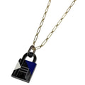 Hermes Amulet Cadena GM Long Necklace Buffalo Horn Gold Black