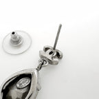 Chanel CC Logo Rhinestone Earrings Swing Silver Plated — view 3
