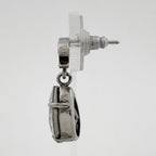 Chanel CC Logo Rhinestone Earrings Swing Silver Plated — view 2