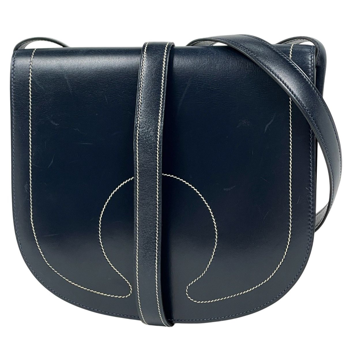 Hermes Gallopade Shoulder Bag Box Calf Blue Indigo
